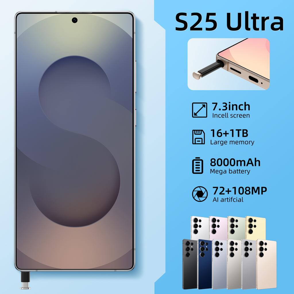 S25 Ultra 5G Unlocked Smart Cell Phone Case with HD Screen Dual Sim Custom Size MTK Processor for Gaming Mobile Condition