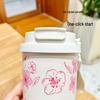 Copo de Café de Aço Inoxidável Isolado Summer Garden com Canudo - Portátil e Elegante para Mulheres