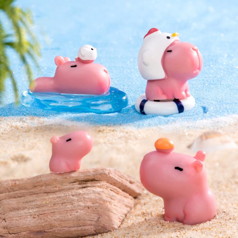 Creative Cartoon Capybara Statue Resin Ornament Miniature Capybara Dolls Animals Figurine Desktop Ornament Home Decoration