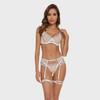 Elegant Embroidered Chain Lingerie Set: Sexy, Sheer, Three-Piece Design for Women