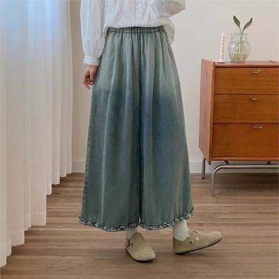 Japanese Forest Wide Leg Pants Women Summer Loose Versatile Pants Wooden Ears Straight Pants