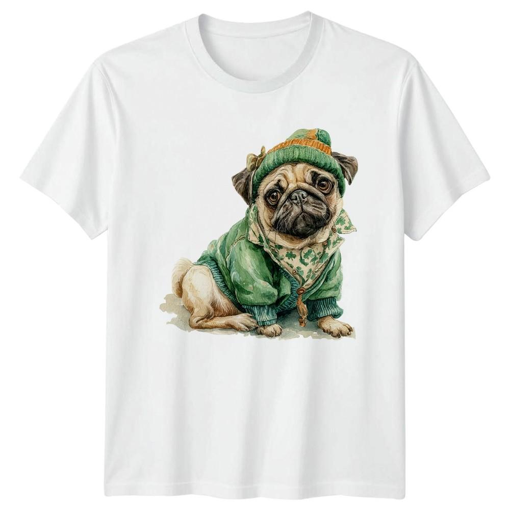 Irish Pug Dog Wearing A Green TShirt Pug Dog Holiday St Patricks Day S