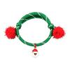 Charming Christmas Stocking Stuffer Bracelets, Red Green String Bracelet, Adjustable Rope Bracelet with Holiday Party Jewelry Charm And Tinsel