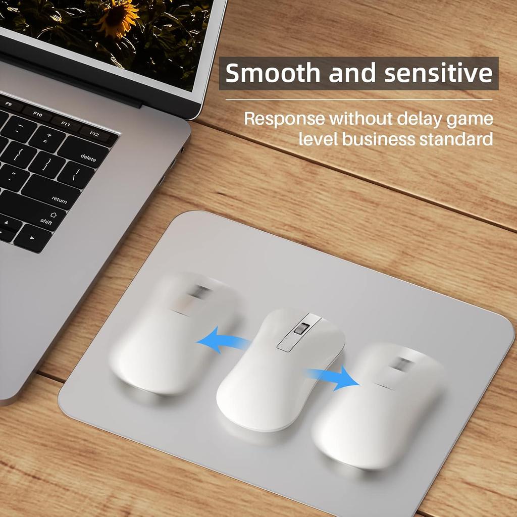 Aluminum Mouse Mat, Double Sided Material, Hard for Desk, Laptop, Computer, Office and Gaming, Silver