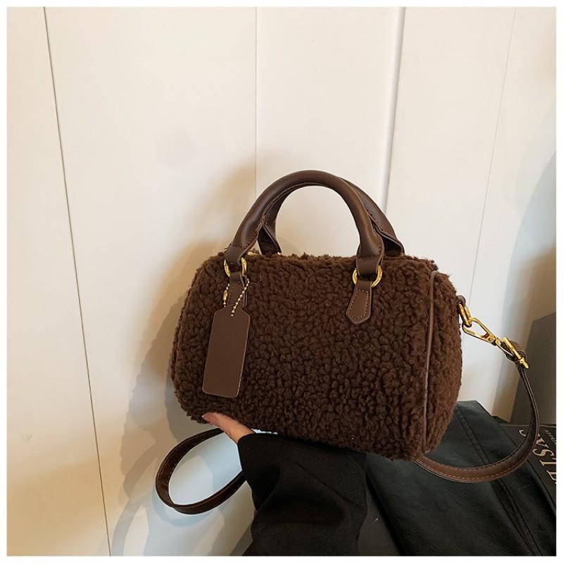 

Boston Handbag Female Internet Celebrity Lamb Hair Plush Single-shoulder Cross-body Bag Casual Large-capacity Pillow