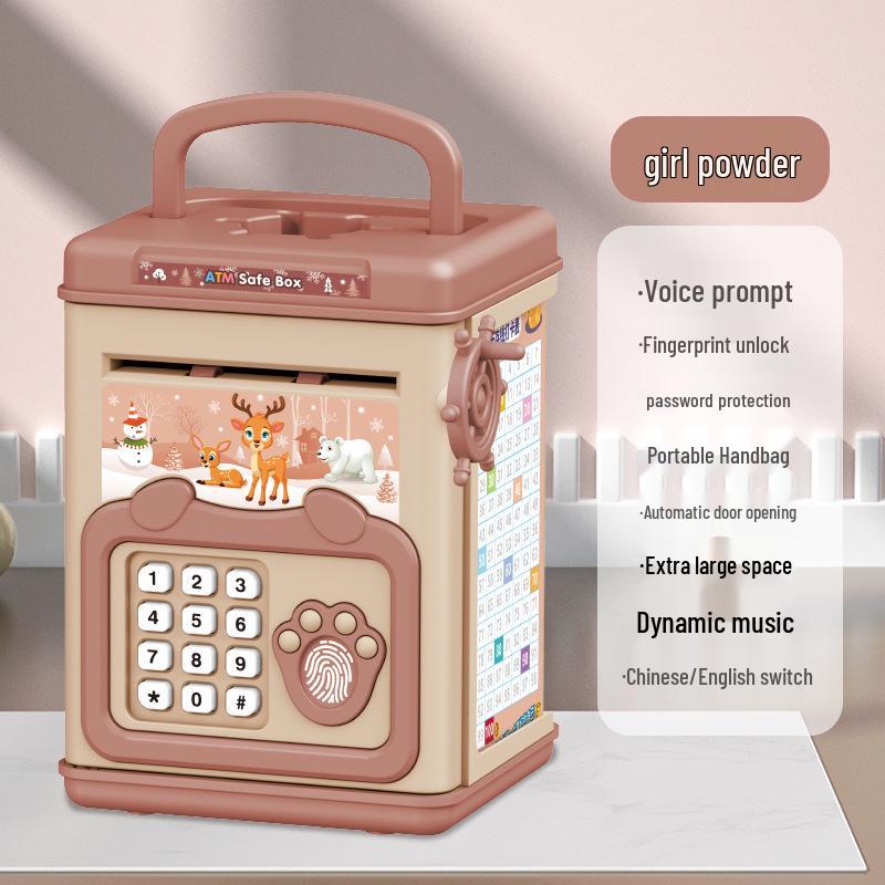 Large Cartoon Piggy Bank with Lock: Automatic Deposit/Withdrawal Savings Jar for Kids, Password-Protected Gift