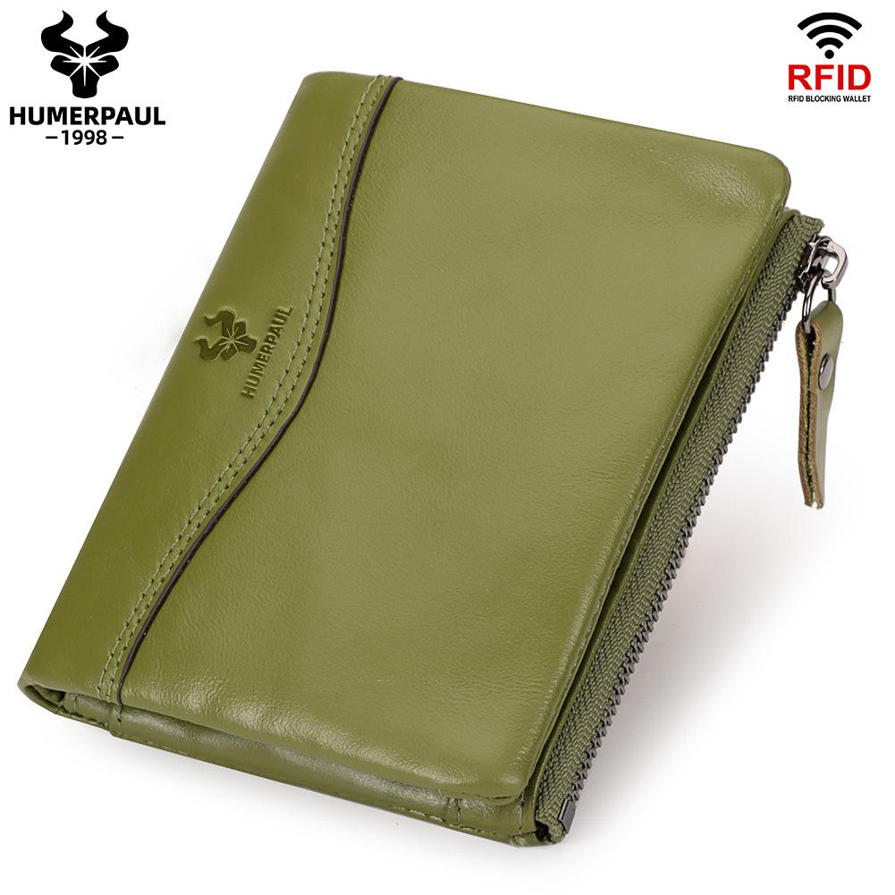 Humerpaul Neue RFID Männer Brieftasche Blockieren Schutz Anti-Diebstahl Scan Männlichen Leder Biflod Kurze Brieftasche Zipper Münzfach Beutel Casual geld Tasche
