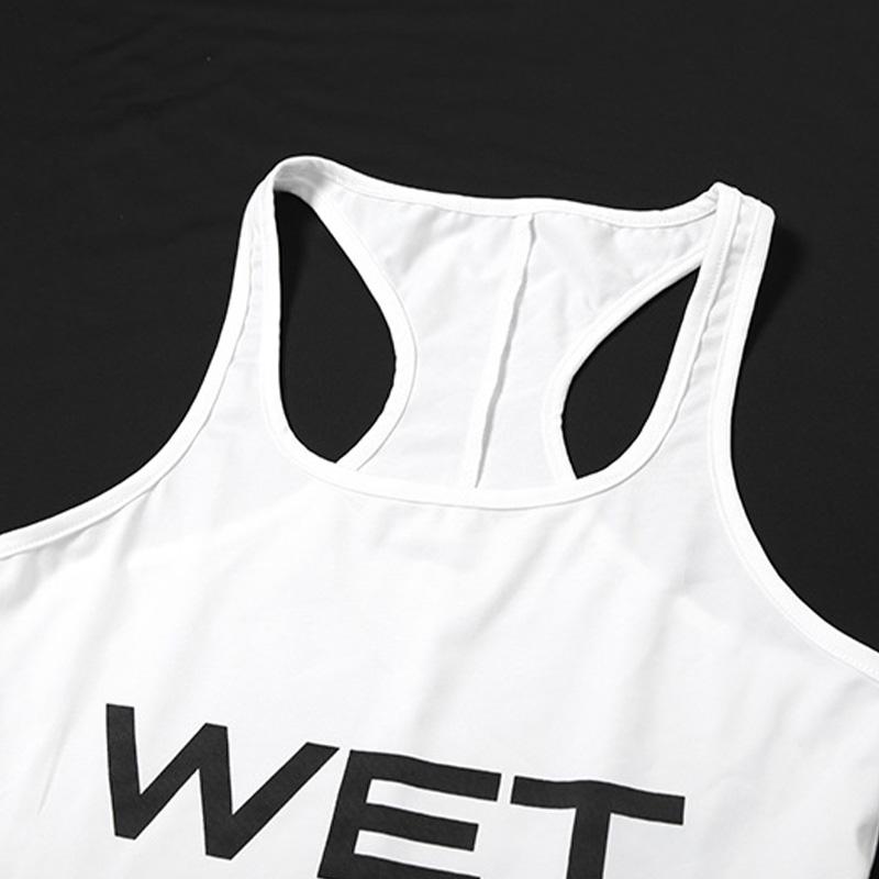 New 2025 Summer Women Sexy Sport Romper Subtranslucent Slim Playsuits Letter Printed White Women'S Raceback Sleeveless