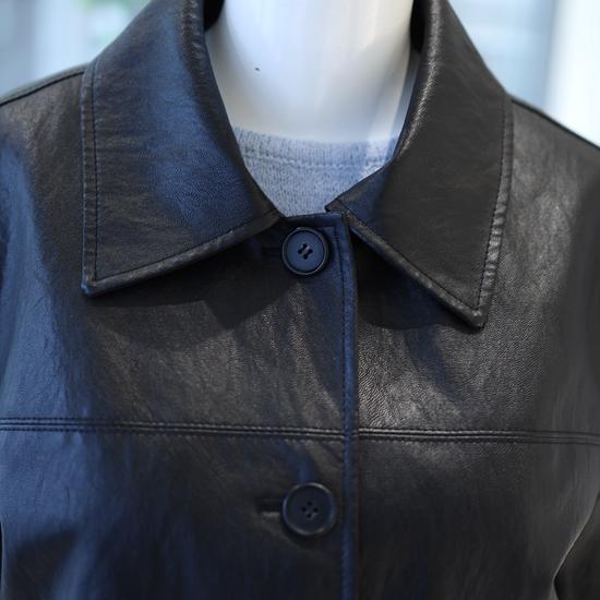 Olive de Olive Out Pocket Faux Leather Jacket YY6SJD06