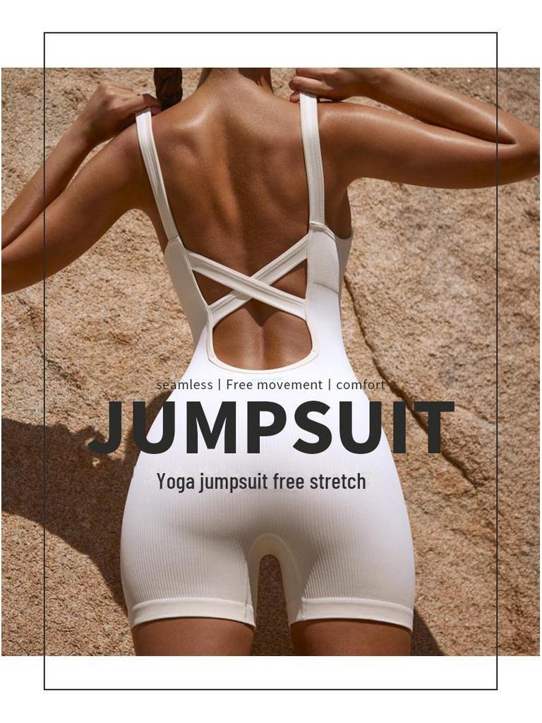 Sleeveless Cross-Back Yoga Bodysuit: Quick-Drying, Hip-Lifting, Stretch One-Piece Shaper