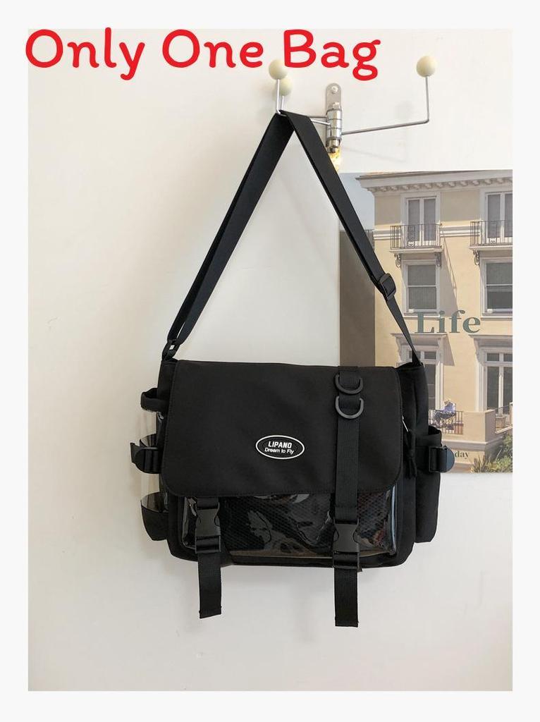 Minimalist College Style Large Capacity Nylon Messenger Bag For Daily Use