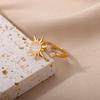 Rotating Sun Opal Ring For Women Stainless Steel Retro Charm Adjustable Open Rings Party Jewelry Best Friend Gift Bijoux Femme