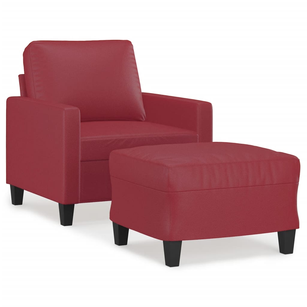 Armchair with Footstool Burgundy 60 cm Faux Leather
