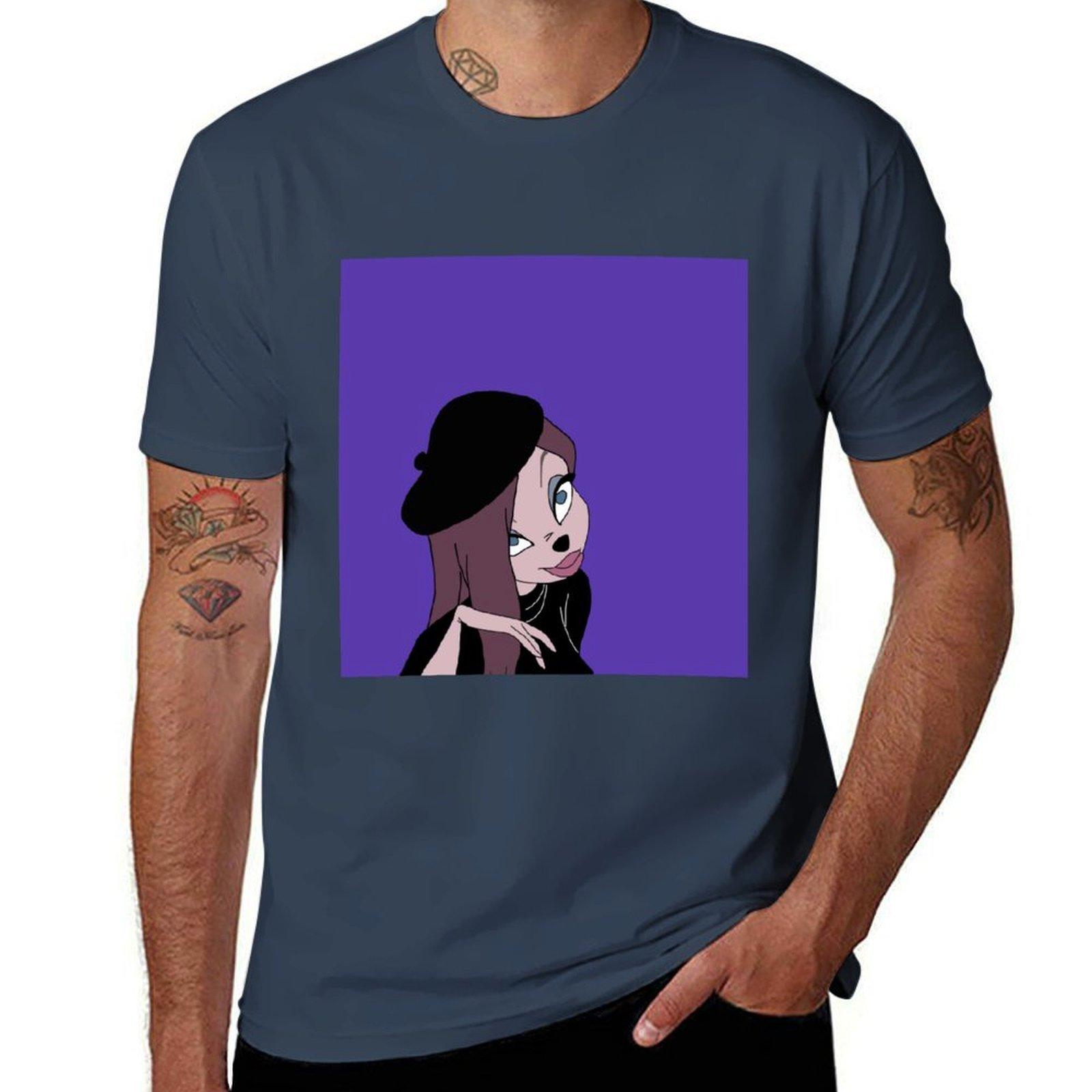 beret girl TShirt Plus Size Basic Short Sleeve Top S