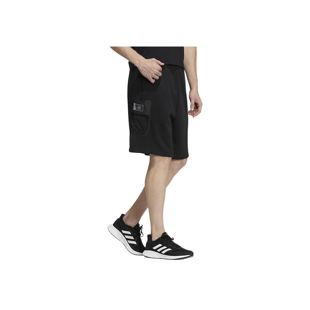 adidas Solid Color Mid-Rise Loose Breathable Training Casual Shorts Men Shorts Black HE7442