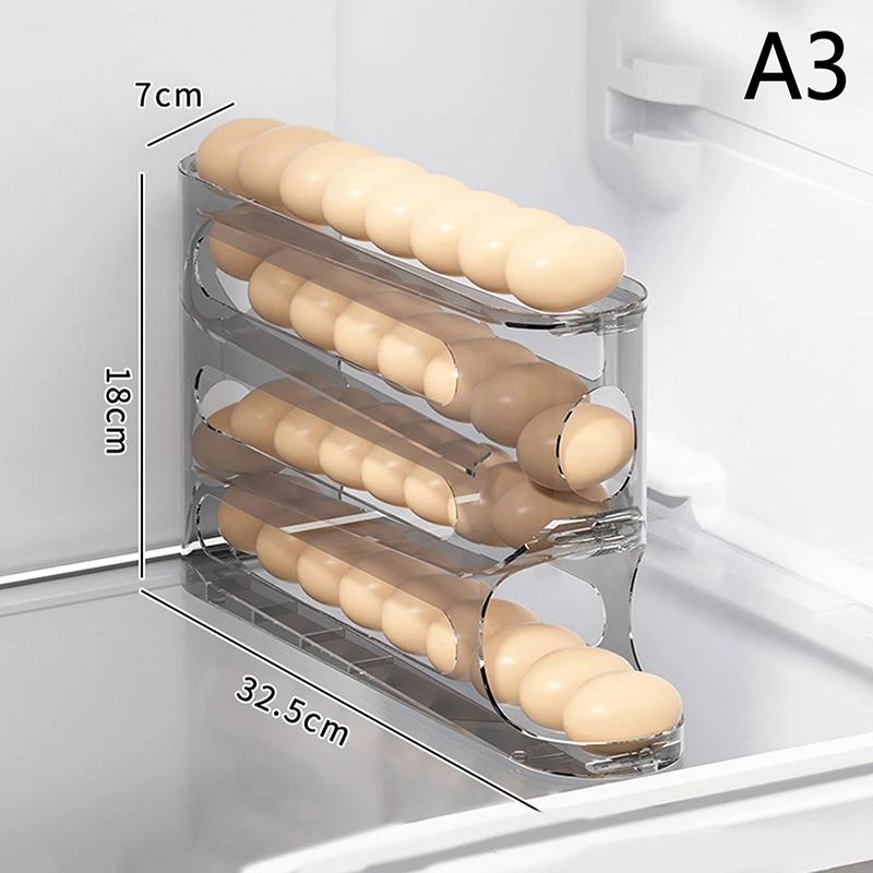 Transparent Slide Egg Storage Box 4-layer Ladder Egg Box Storage Refrigerator Side Door Large Capacity Automatic Egg Roller