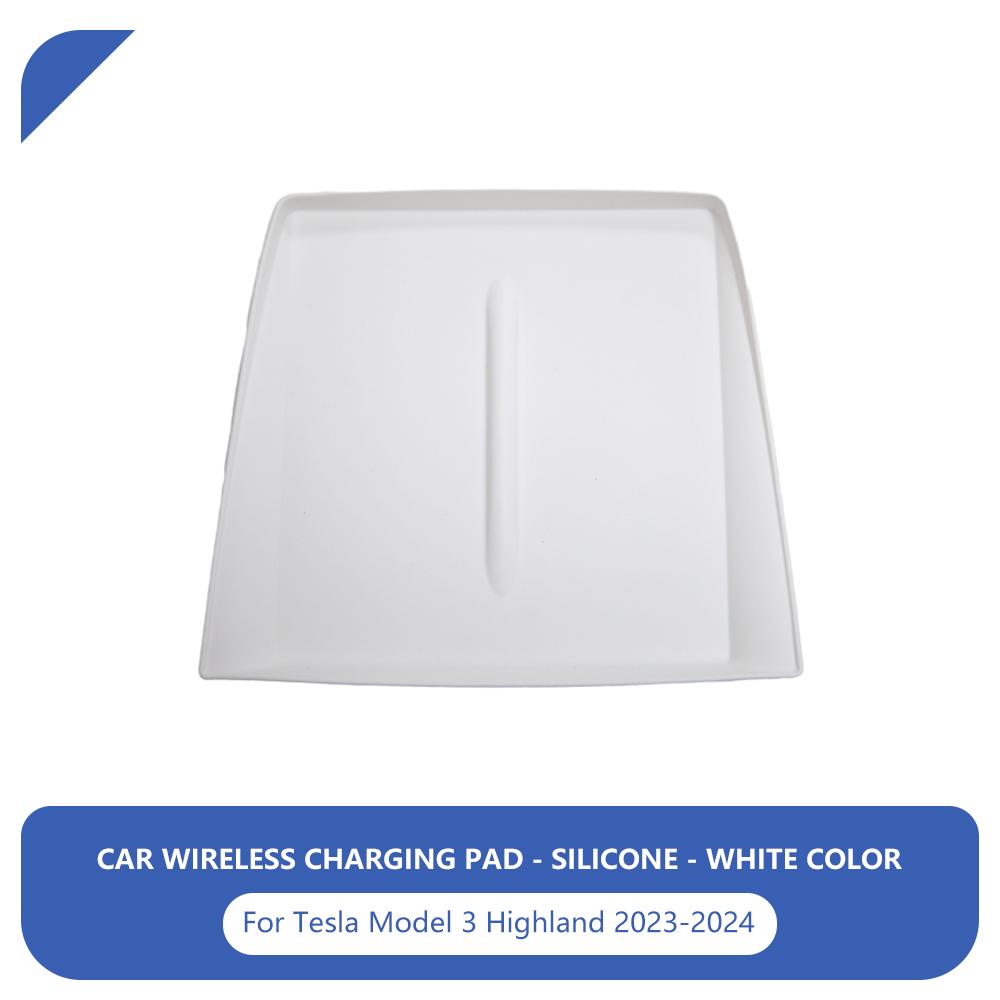 For Tesla Model 3 Highland 2024 Wireless Charging Pad Silicone Dust-Proof Central Control Charger Mat Car Interior Accessories