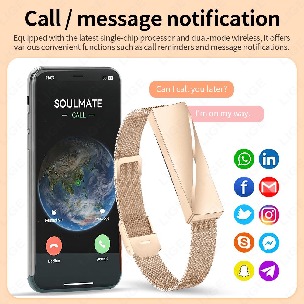 Stylish Women's Smart Jewelry Bracelet Men Remote Camera Control Pedometer Sports Heart Rate Health Smart Watch Ladies Gift