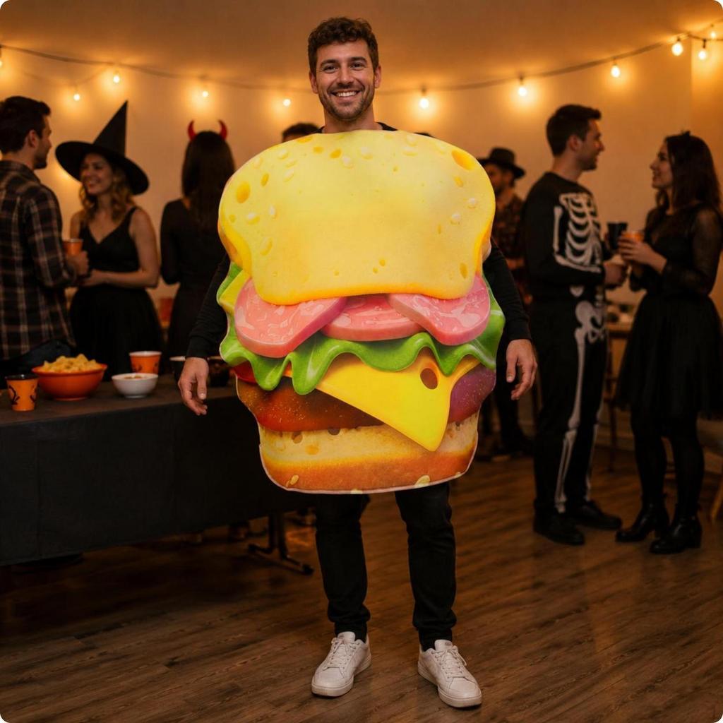 Hamburger Costume Padded Burger Unfastened Arm Openings for Party
