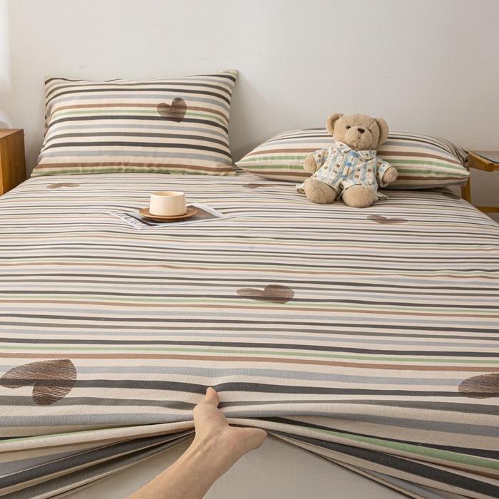 2025 New Old Coarse Cloth Printed Fitted Sheet Pure Cotton 1 Pcsfitted Sheet Protective Cover Dust Cover Non-slip Fitted Sheet