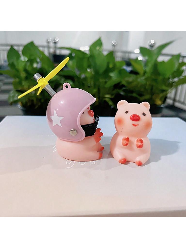 1pc Pink Pig & White Star Helmet Decor For Personalized Bicycle Or Motorcycle Handlebar, Rubber Pig Gift