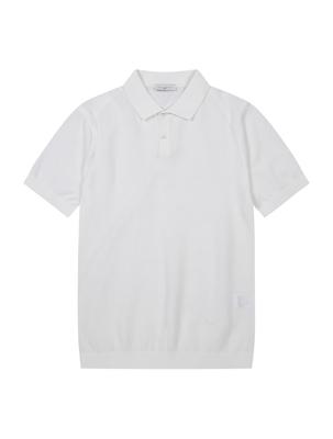 FERRAROMILANO Men'S Comfortable Pique Collar Short Sleeve Sweater Ivory (Aeca20261)