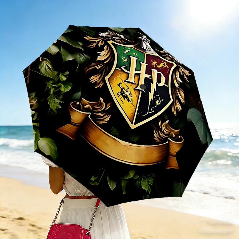 Harry Potter Crest 8 Ribs 3Fold Black Glue Uv Protection Umbrella Sun Protection Rainproof Compact Folding Umbrella For Travel Daily Use C923744