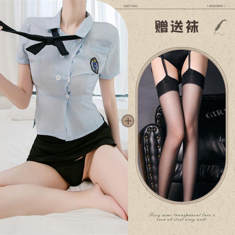 Night listening incense sexy lingerie policewoman uniform temptation hot suit small breasts show big passion no-take pajamas