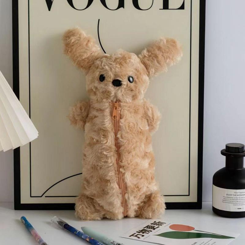 Корейский стиль щенок пенал мягкий плюшевый школьный канцелярский большой емкости ручка сумка для канцелярских принадлежностей для студентов коричневый