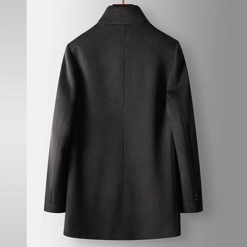 Men's Woolen Coat Autumn and Winter Mink Hair Stand-up Collar Middle-aged Business Take-off Down Liner Double-sided Woolen Coat