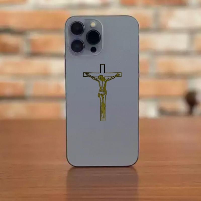 5 listů Pouzdro na telefon Zlatá nálepka Křížový vzor Třpytivá kovová nálepka Výplň z epoxidové pryskyřice Dekorativní nálepka Snadné použití