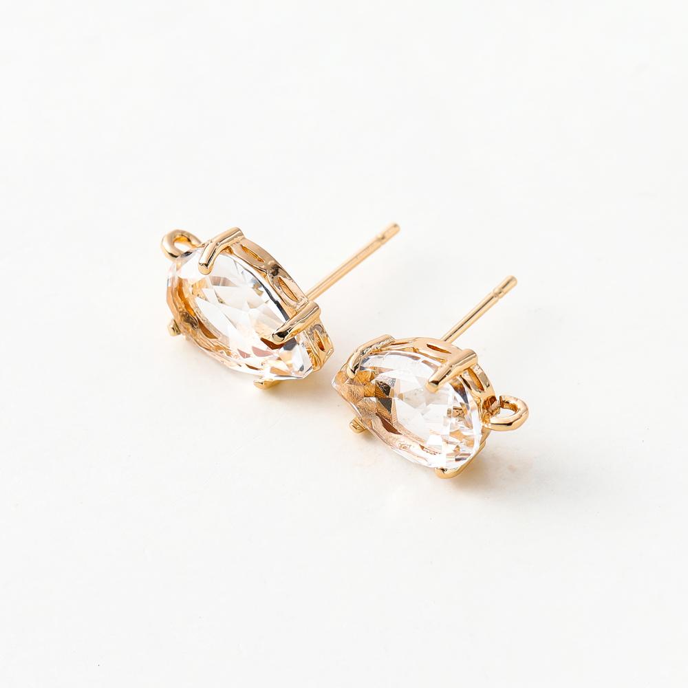 

4pcs/lot 18K Gold Plated Zircon Oval Earring Hooks Findings For Women Fashion Earrings Jewelry Making Accessories