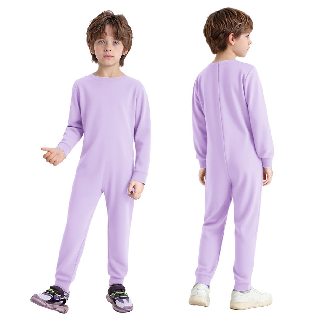 Unisex Kids Adaptive Jumpsuit Special Needs Clothing Back Invisible Zipper Cotton Long Sleeve