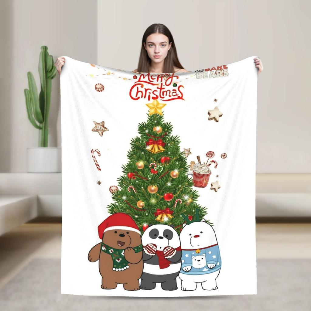 Warm Soft Blanket Camping We Bare Bears Somos Osos Bedding Throws Flannel Bedspread For Couch Bed Pattern Sofa Bed Cover