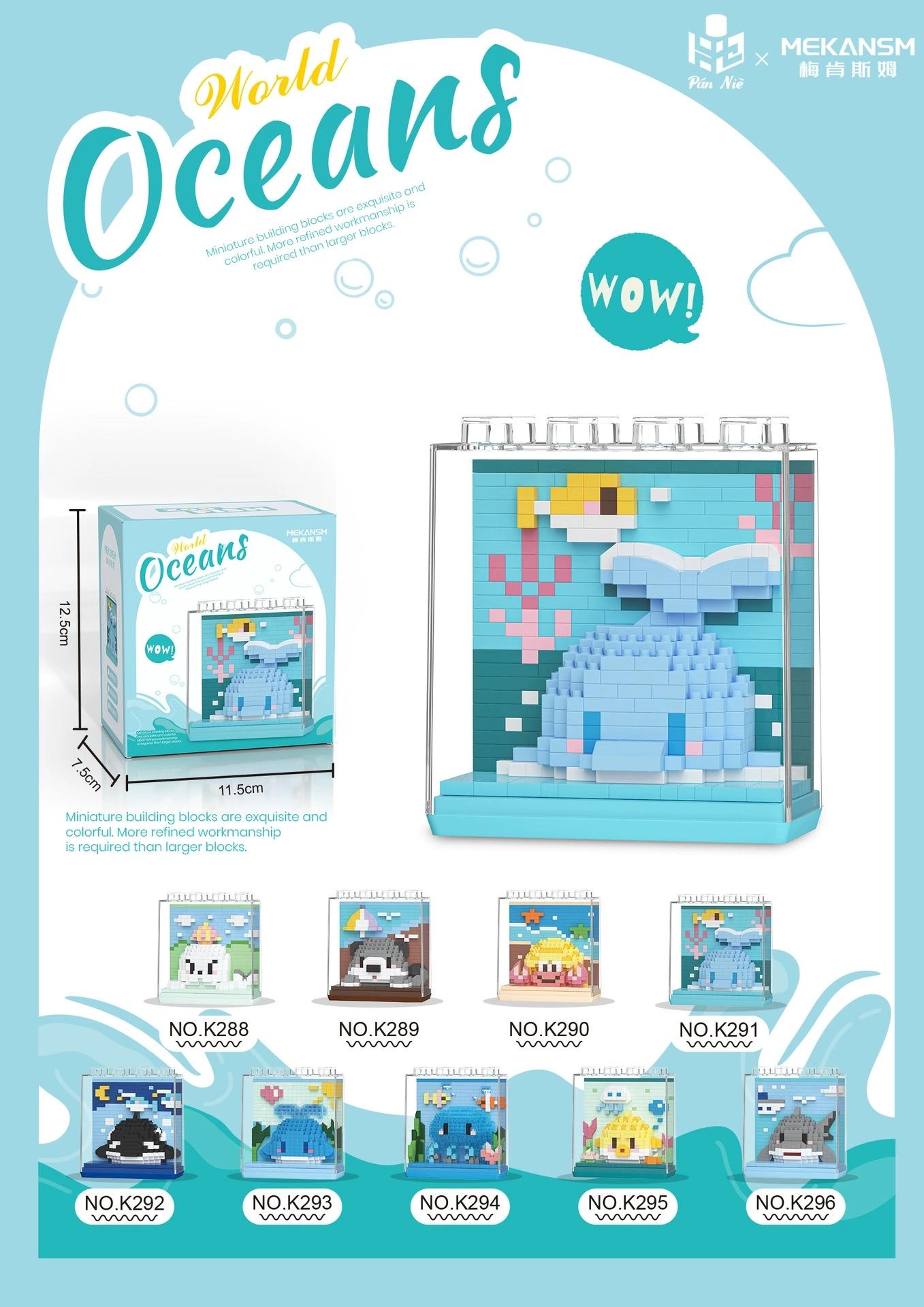 

Marine Animals Dolphin Orca Jellyfish Shark Sea Lion Otter Hermit Crab Construction Blocks Kit Blocks Model Plaything Color Box