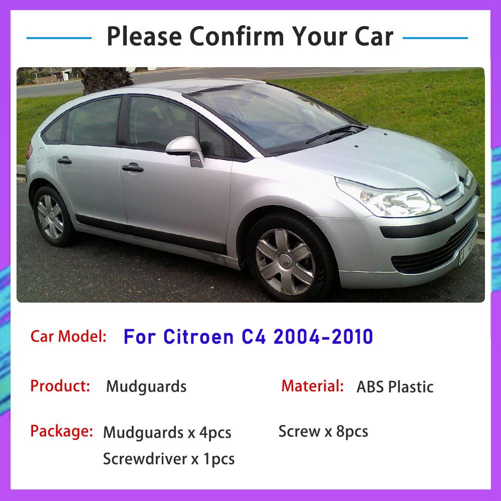 4x Lapače nečistot pro Citroen C4 MK1 2010 2009 2008 2007 2006 2005 2004 Přední zadní kola Zástěrky proti stříkající vodě Lapače bláta Blatníky