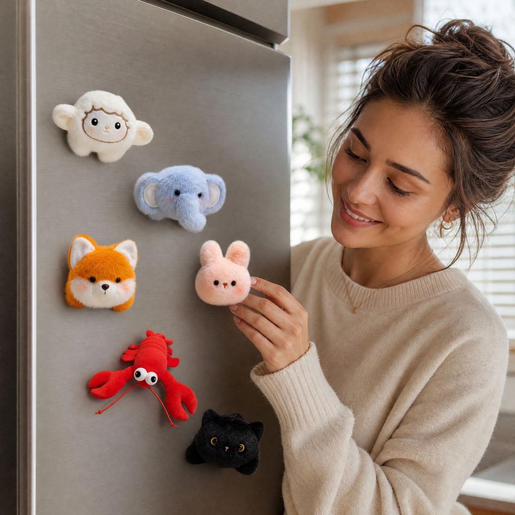 Plush Refrigerator Magnets, Fun Soft Fridge for Kids, Cute Decorative for Home Kitchen