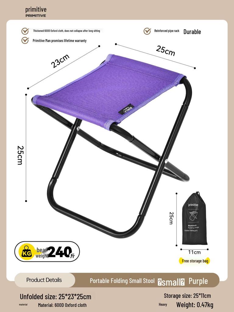 Compact Folding Outdoor Stool for Fishing, Travel, and Queuing