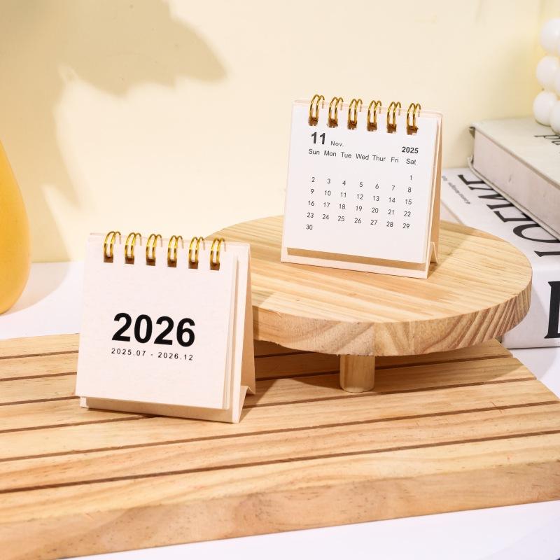 English 2026 2026 Mini Simple Small Desk Calendar Pocket Portable Daily Memo Calendar Planner Desktop Decor Office Stationery
