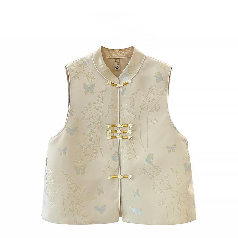 Vest Wearing Small Chinese Vest Women's Buckle Fashion Middle-aged and Elderly Mother Vest Guochao Top