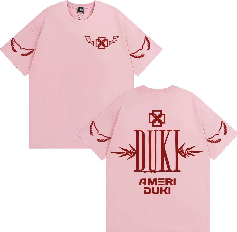 Rapper Duki Ameri World Tour Letters Print T Shirt Men Women Fashion Retro High Quality T-shirts Hip Hop Style Oversized T-shirt