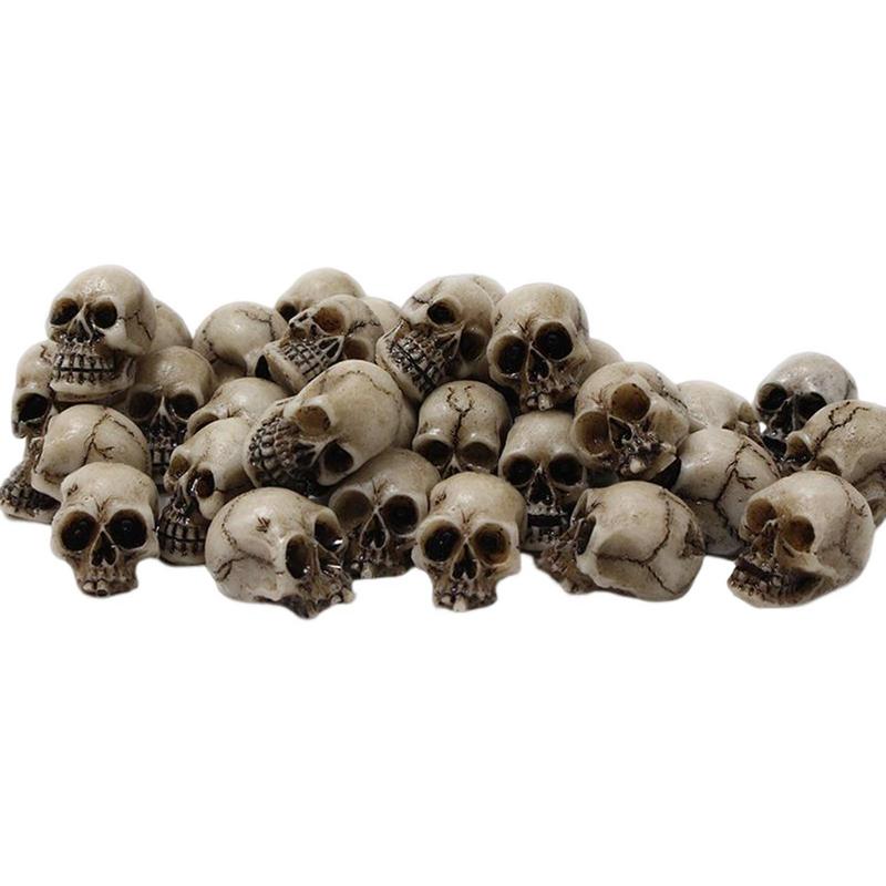 20pcs Mini Skulls Decoration Fake Skeleton Heads Halloween Garden Skull Heads Reusable Skulls Crafts Trick Toy Skeleton Ornament