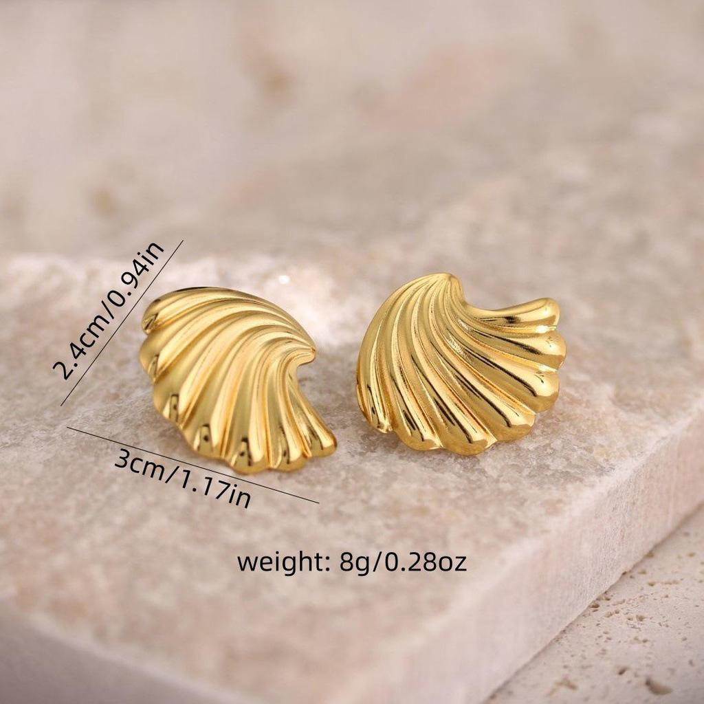 Retro Geometric 304 Stainless Steel Ear Studs with Concave-Convex Design