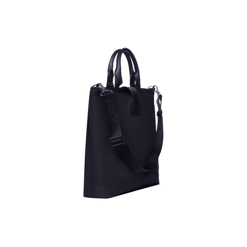 Emporio Armani Logo Zip Closure Cotton Tote Shoulder Bag Men Bags Black Y4N183-Y217J-80001