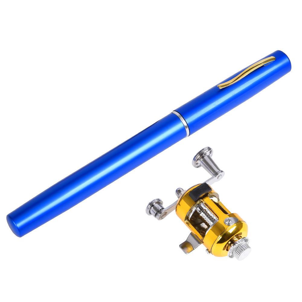 Fishing Rod Reel Combo Kit Set Mini Telescopic Portable Mini Aluminum Pocket Pen Fishing Rod Pole PURPLE in 2020
