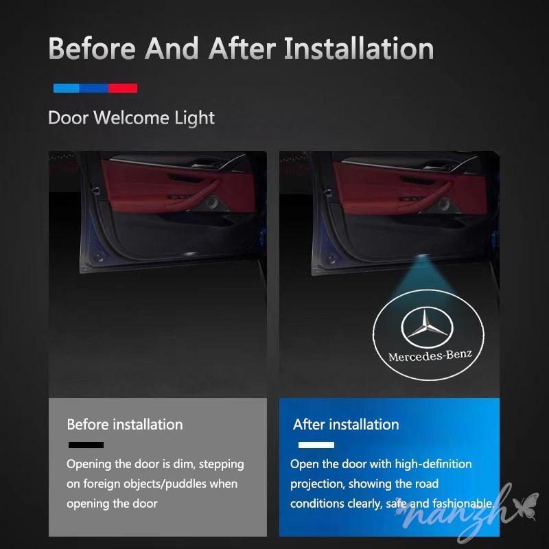 CRJ1 2Pcs LED Car Door Logo Projector Welcome Light Accessories For Mercedes Benz W202 W212 W126 W140 W168 W177 CLS GLE GLC Keychain