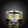 Trendy Couple Rings Women White Crystal CZ Rings Set Simple Men Stainless Steel Zircon Ring Wedding Band Jewelry Gifts For Lover