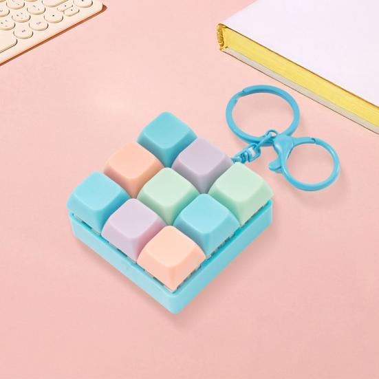 9-Keys Fidget Keyboard Keychain Stress Anxiety Relief Keyboard Clicker Keychain Portable