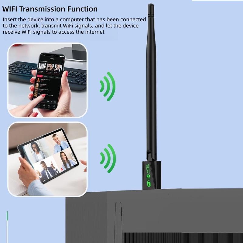 AX300 WIFI6 USB Wireless Adapter 2.4Hz Encryption Dongle Receiver Driver Free 802.11AX Network Card for Win7/10/11 PC/Laptop