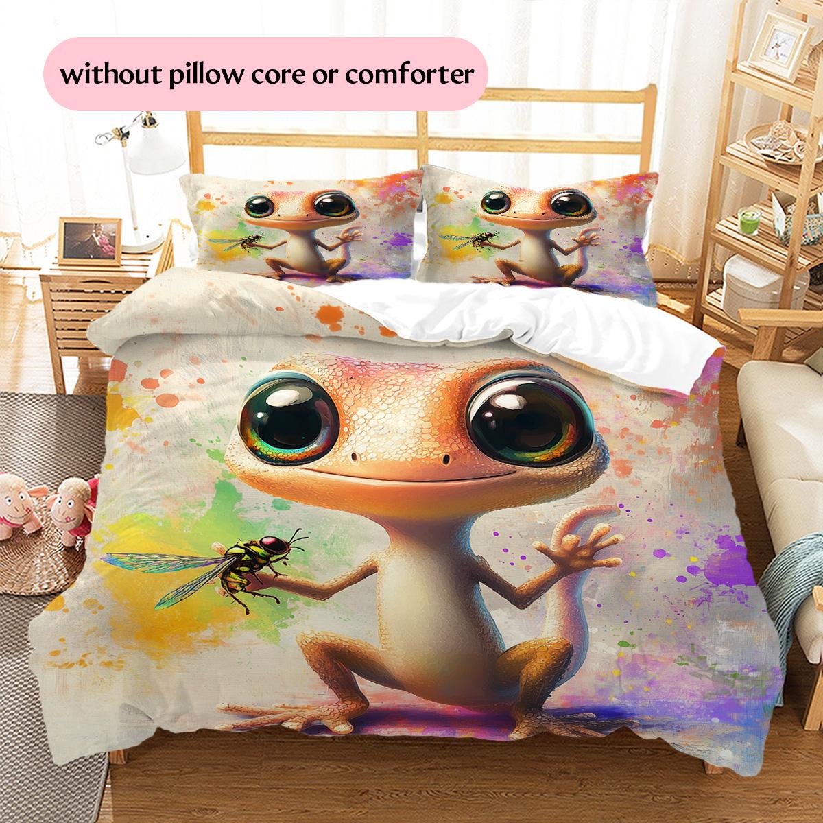 

Big-eyed Frog Pattern Bedding Quilt Set Home Decoration Gift (1 * duvet cover + 2 * pillowcase, without core) 135x200cm